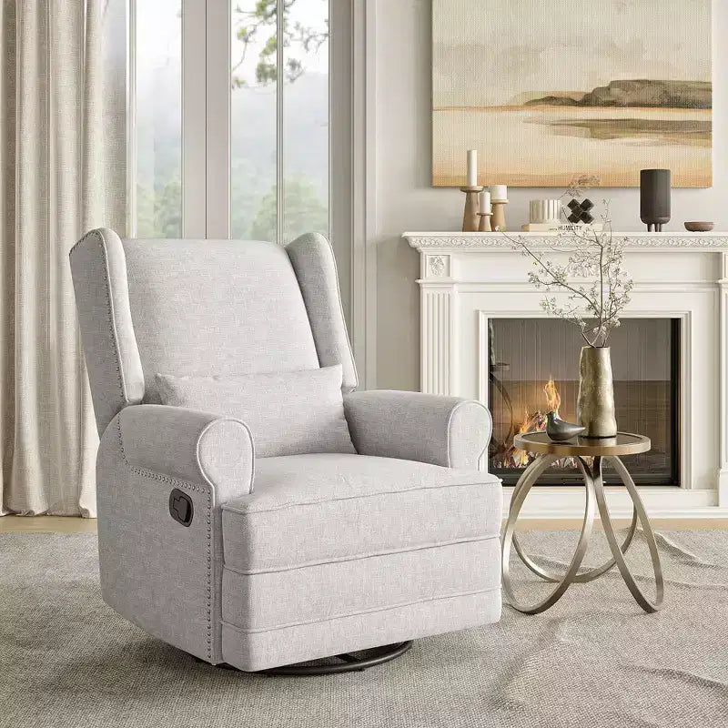 Sillón Giratorio Reclinable Color Beige / Marrón / Gris Claro, 1 Asiento