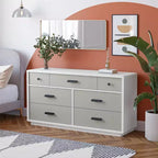 GDFStudio Linton 7-Drawer Modern Dual-Tone Bedroom Dresser with Handles