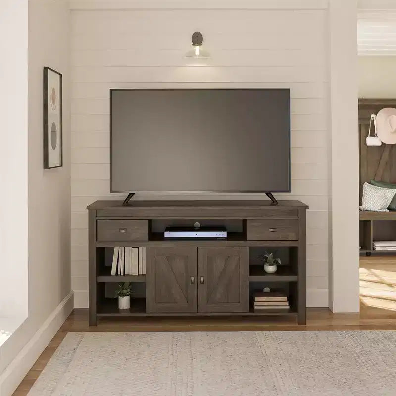 GDFStudio Sarah Rustic Barn Door TV Stand for TVs up to 60 with Sliding Doors