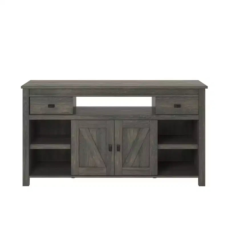 Mueble de TV con puerta corrediza de granero marrón para televisores de hasta 60 pulgadas