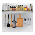 Stainless Steel Kitchen Backsplash with Shelf & Knife Rack, Heat & Grease Resistant, Easy Clean, Pre-Drilled for Quick Install,Durable Wall Organizer