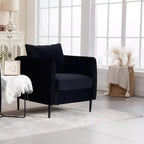 Sillón de terciopelo verde con brazos y patas metálicas – 1 asiento