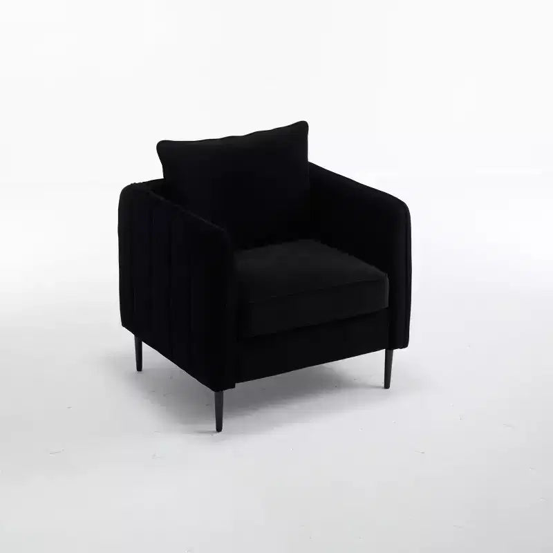 Sillón de terciopelo verde con brazos y patas metálicas – 1 asiento