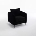 Sillón de terciopelo verde con brazos y patas metálicas – 1 asiento