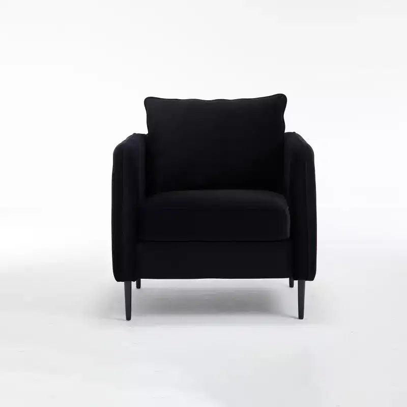 Sillón de terciopelo verde con brazos y patas metálicas – 1 asiento