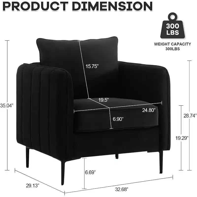 Sillón de terciopelo verde con brazos y patas metálicas – 1 asiento