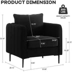 Sillón de terciopelo verde con brazos y patas metálicas – 1 asiento