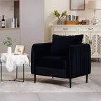 Sillón de terciopelo verde con brazos y patas metálicas – 1 asiento