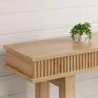 Mesa de consola estrecha de 2 niveles con estante de almacenamiento, color marrón/natural