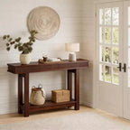 Narrow Two Tier Farmhouse Console Table with Storage Shelf, Perfect Dining Room Table for Entryway, Hallway & Behind Sofa