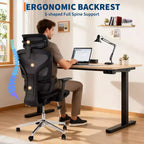 Silla de oficina ergonómica de malla negra/gris con respaldo alto para 1 — Apoyabrazos 4D, reposacabezas, soporte lumbar