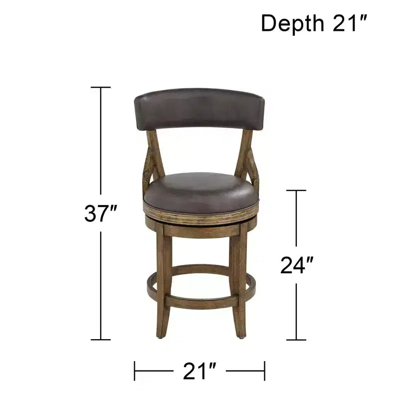 Taburete giratorio de altura de encimera, gris humo, piel sintética, 1 asiento