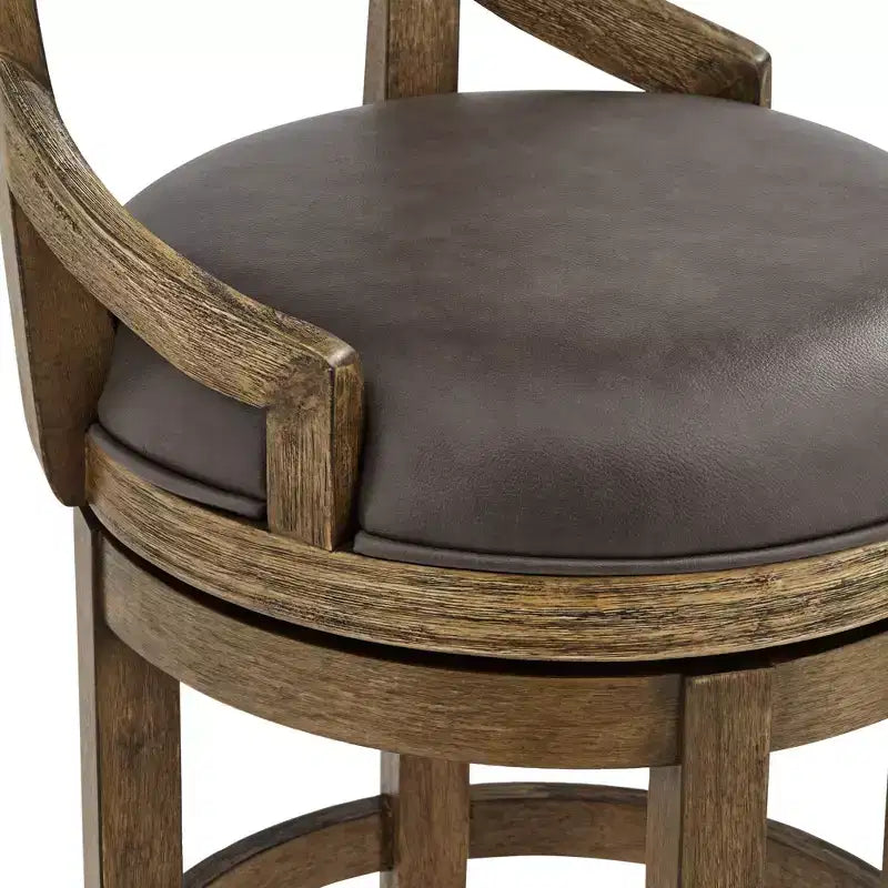 Taburete giratorio de altura de encimera, gris humo, piel sintética, 1 asiento