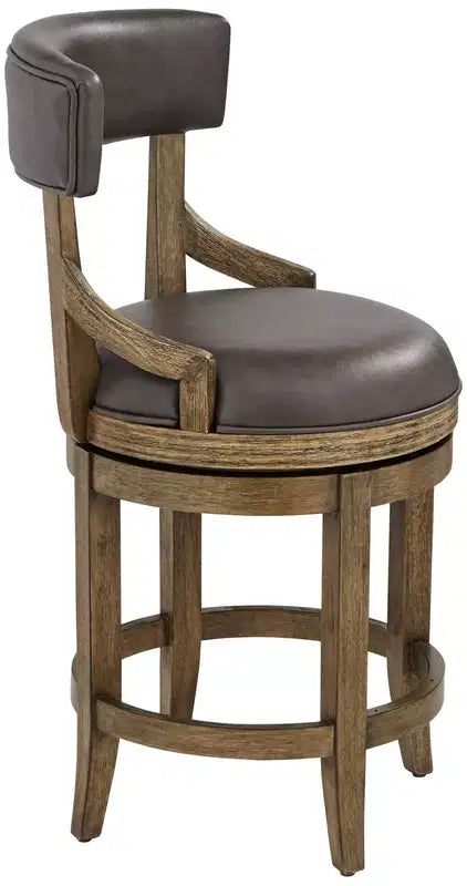 Taburete giratorio de altura de encimera, gris humo, piel sintética, 1 asiento