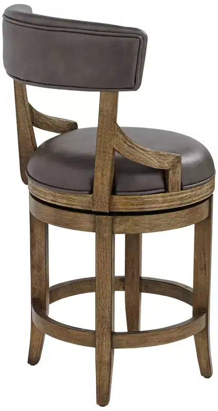 Taburete giratorio de altura de encimera, gris humo, piel sintética, 1 asiento