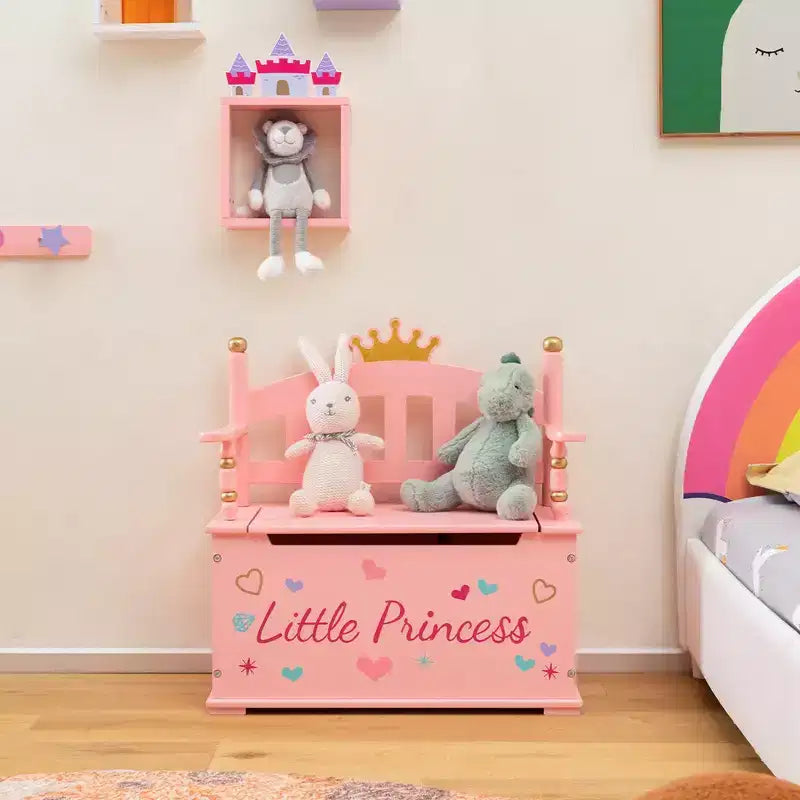 Banco de almacenamiento infantil Pink Crown – Asiento individual