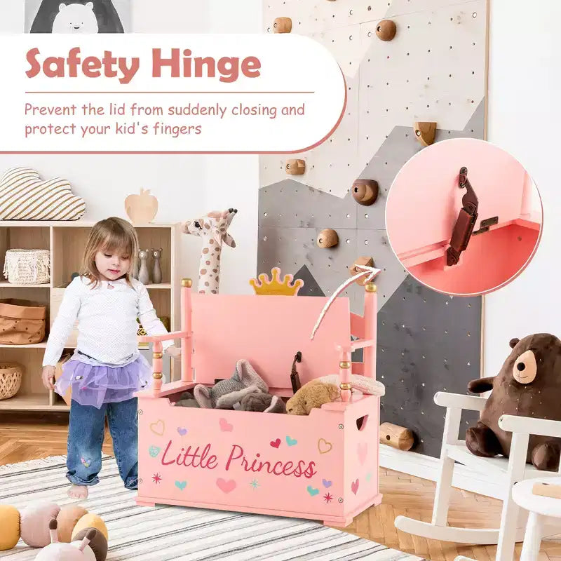 Banco de almacenamiento infantil Pink Crown – Asiento individual
