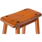 Taburetes rústicos de madera con asiento de montura, juego de 2 — Roble / Negro / Marrón