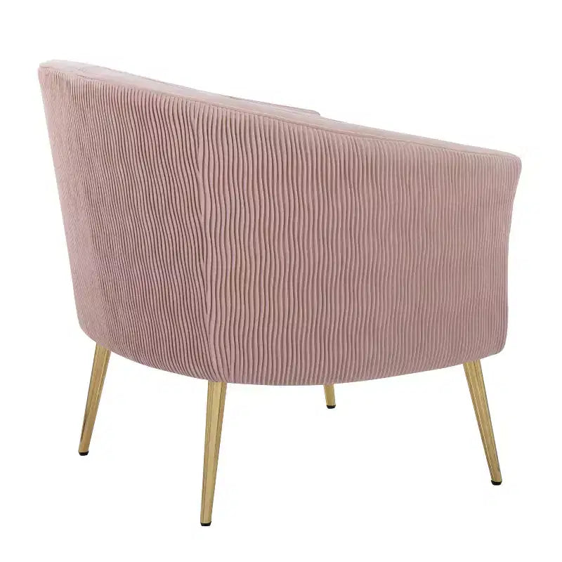 Sillón decorativo tipo barril tapizado en terciopelo verde, asiento individual