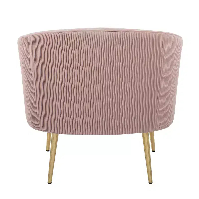 Sillón decorativo tipo barril tapizado en terciopelo verde, asiento individual