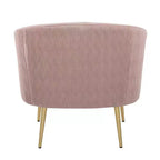 Sillón decorativo tipo barril tapizado en terciopelo verde, asiento individual