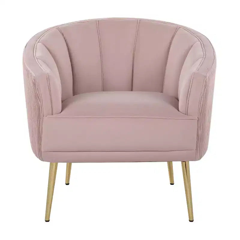 Sillón decorativo tipo barril tapizado en terciopelo verde, asiento individual