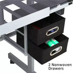 Mesa de dibujo ajustable de cristal plateado/azul, monousuario, con cajones de almacenamiento
