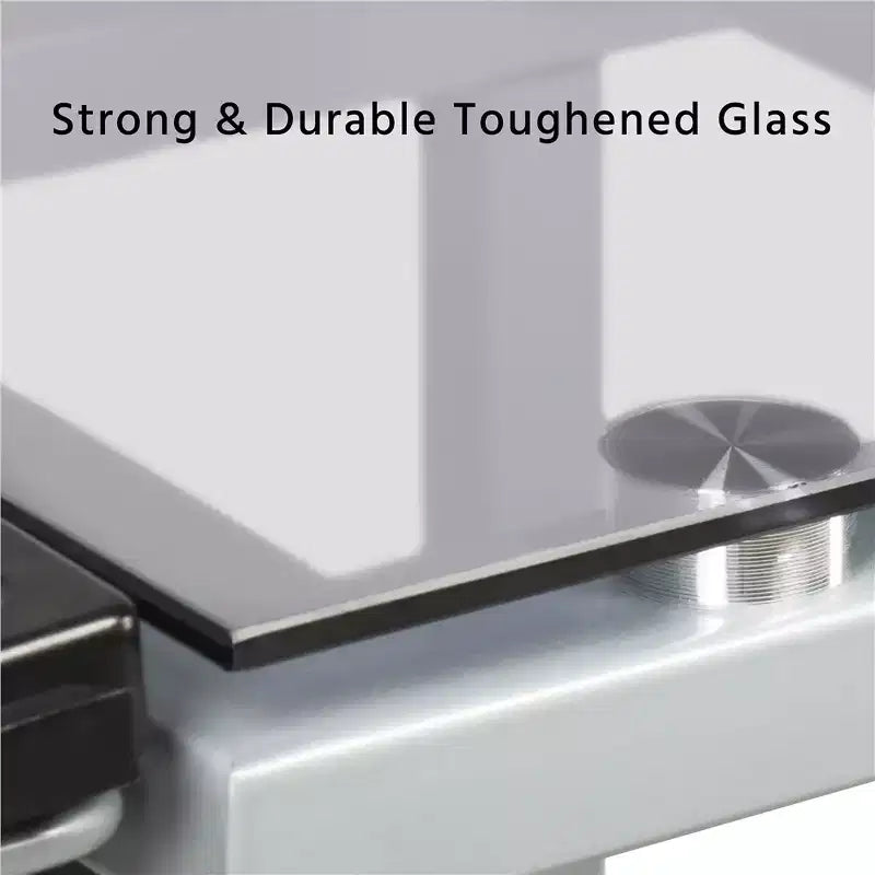 Mesa de dibujo ajustable de cristal plateado/azul, monousuario, con cajones de almacenamiento