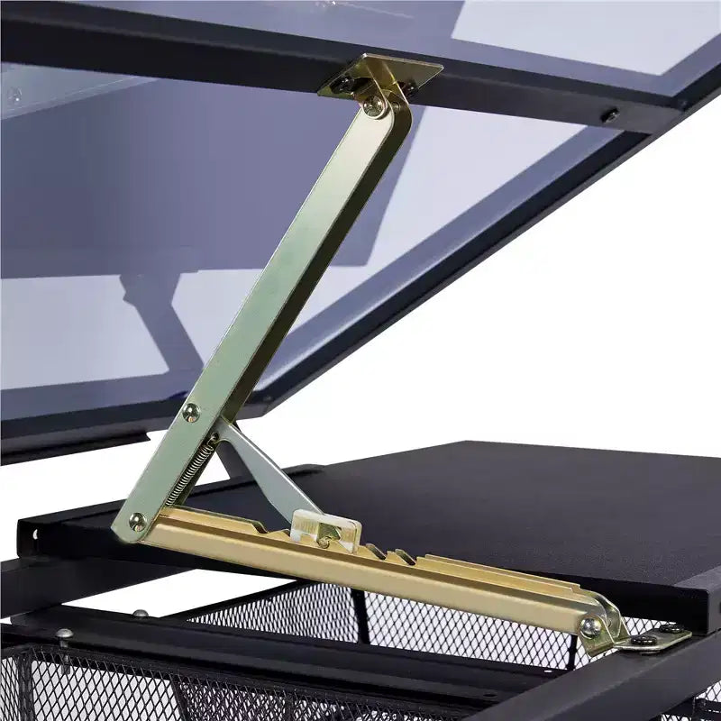 Juego de mesa de dibujo de vidrio ajustable y taburete, negro, 1 persona
