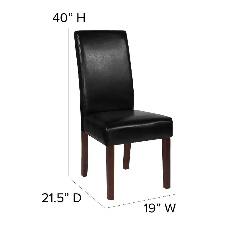 Sillas de comedor Parsons de mediados de siglo, tapizadas en piel sintética, juego de 2 – Beige / Negro / Marrón