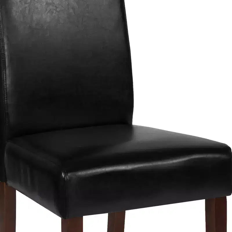 Sillas de comedor Parsons de mediados de siglo, tapizadas en piel sintética, juego de 2 – Beige / Negro / Marrón