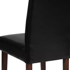 Sillas de comedor Parsons de mediados de siglo, tapizadas en piel sintética, juego de 2 – Beige / Negro / Marrón
