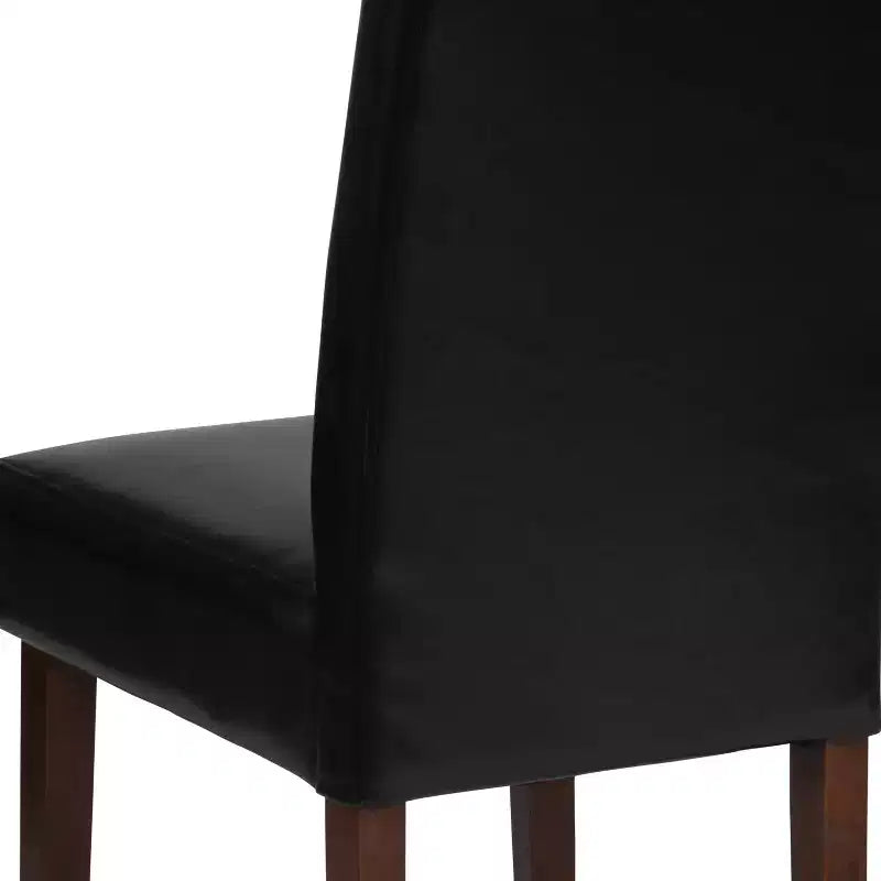 Sillas de comedor Parsons de mediados de siglo, tapizadas en piel sintética, juego de 2 – Beige / Negro / Marrón