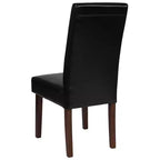 Sillas de comedor Parsons de mediados de siglo, tapizadas en piel sintética, juego de 2 – Beige / Negro / Marrón