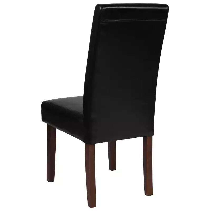 Sillas de comedor Parsons de mediados de siglo, tapizadas en piel sintética, juego de 2 – Beige / Negro / Marrón