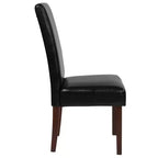Sillas de comedor Parsons de mediados de siglo, tapizadas en piel sintética, juego de 2 – Beige / Negro / Marrón