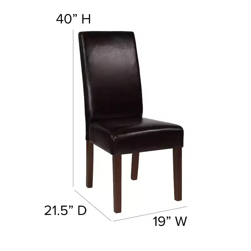 Sillas de comedor Parsons de mediados de siglo, tapizadas en piel sintética, juego de 2 – Beige / Negro / Marrón