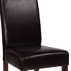 Sillas de comedor Parsons de mediados de siglo, tapizadas en piel sintética, juego de 2 – Beige / Negro / Marrón