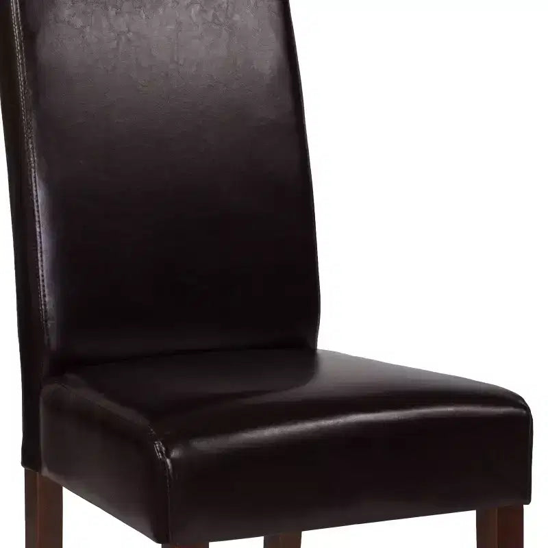 Sillas de comedor Parsons de mediados de siglo, tapizadas en piel sintética, juego de 2 – Beige / Negro / Marrón