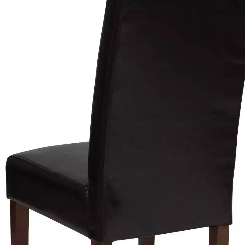 Sillas de comedor Parsons de mediados de siglo, tapizadas en piel sintética, juego de 2 – Beige / Negro / Marrón
