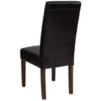 Sillas de comedor Parsons de mediados de siglo, tapizadas en piel sintética, juego de 2 – Beige / Negro / Marrón