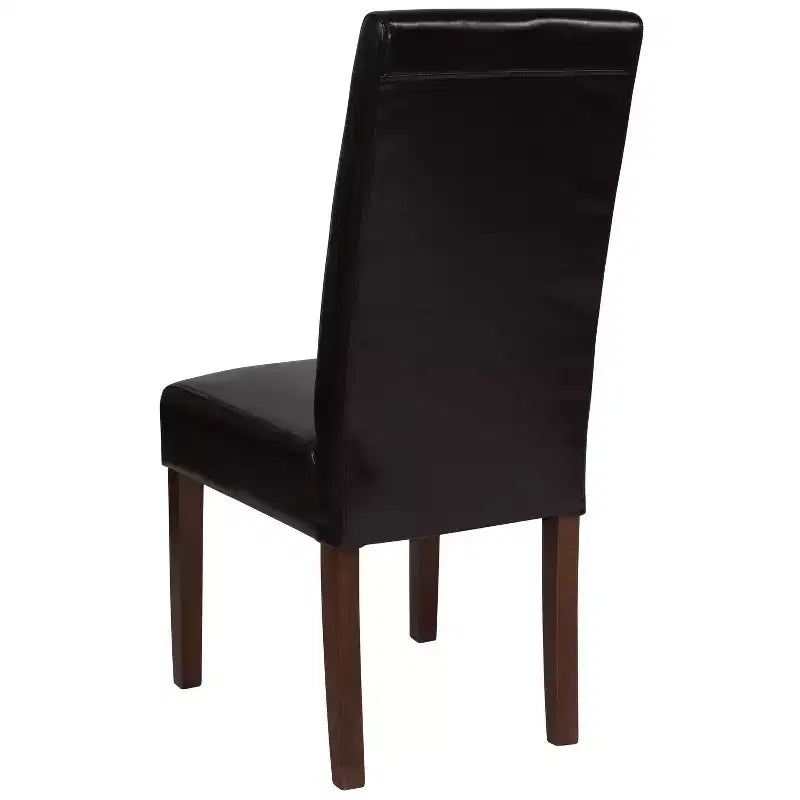 Sillas de comedor Parsons de mediados de siglo, tapizadas en piel sintética, juego de 2 – Beige / Negro / Marrón