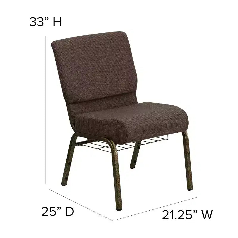 Silla de iglesia tapizada en tela multicolor con revistero, juego de 4
