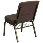 Silla de iglesia tapizada en tela multicolor con revistero, juego de 4