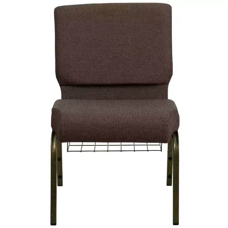 Silla de iglesia tapizada en tela multicolor con revistero, juego de 4