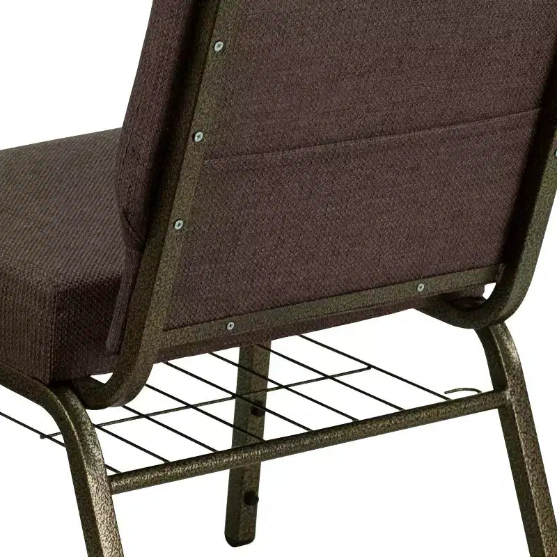 Silla de iglesia tapizada en tela multicolor con revistero, juego de 4