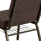 Silla de iglesia tapizada en tela multicolor con revistero, juego de 4
