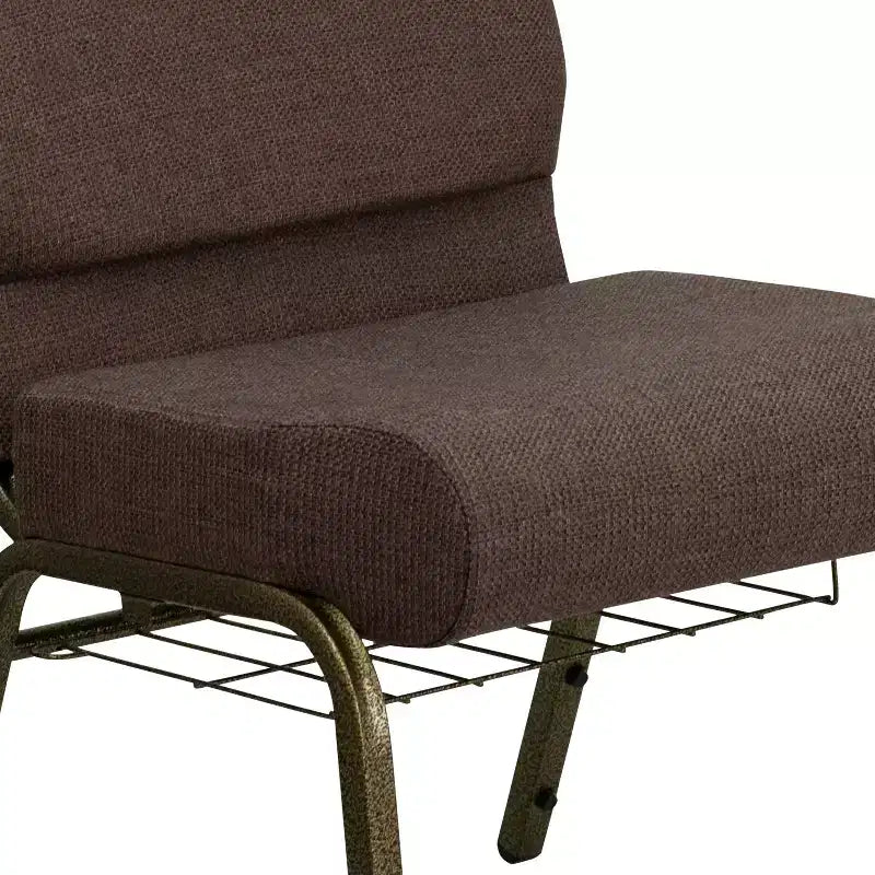 Silla de iglesia tapizada en tela multicolor con revistero, juego de 4