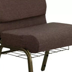 Silla de iglesia tapizada en tela multicolor con revistero, juego de 4