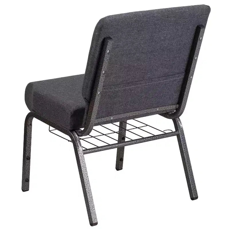 Silla de iglesia tapizada en tela multicolor con revistero, juego de 4